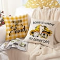 thumbnail image 3 of Spring Summer Honey Bee Kind Decorative Throw Pillow Covers 18 x 18, Yellow Bumble Bee Sweet As Can Bee Our Guest Outdoor Pillowcase, Buffalo Plaid Farmhouse Cushion Case Home Decor, 3 of 6
