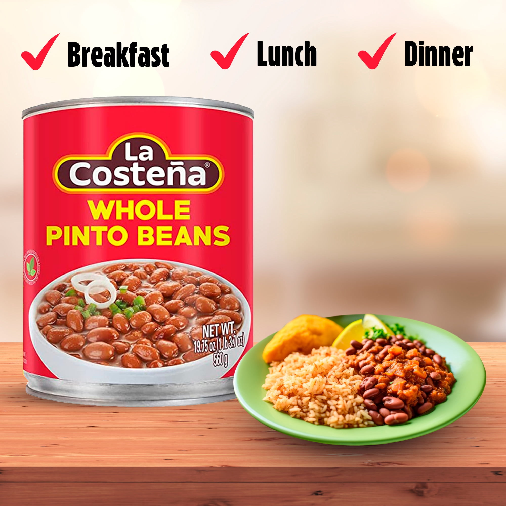 (2 pack) La Costeña Canned Pinto Beans, 19.75 oz