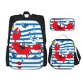 thumbnail image 1 of Easygdp Red Funny Crab on Blue Stripe Mochila para Niños y Niñas con Set de Caja de Almuerzo y Estuche para Lápices 3 en 1, Mochila Escolar Estampada para Adolescentes, 1 of 7