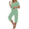 thumbnail image 4 of DecSea Pyjama Capri pour Femmes, Ensembles de Nuit à Manches Courtes, Deux Pièces, Hauts à Col en V et Pantalons Capri avec Poches, P-2TG, 4 of 7