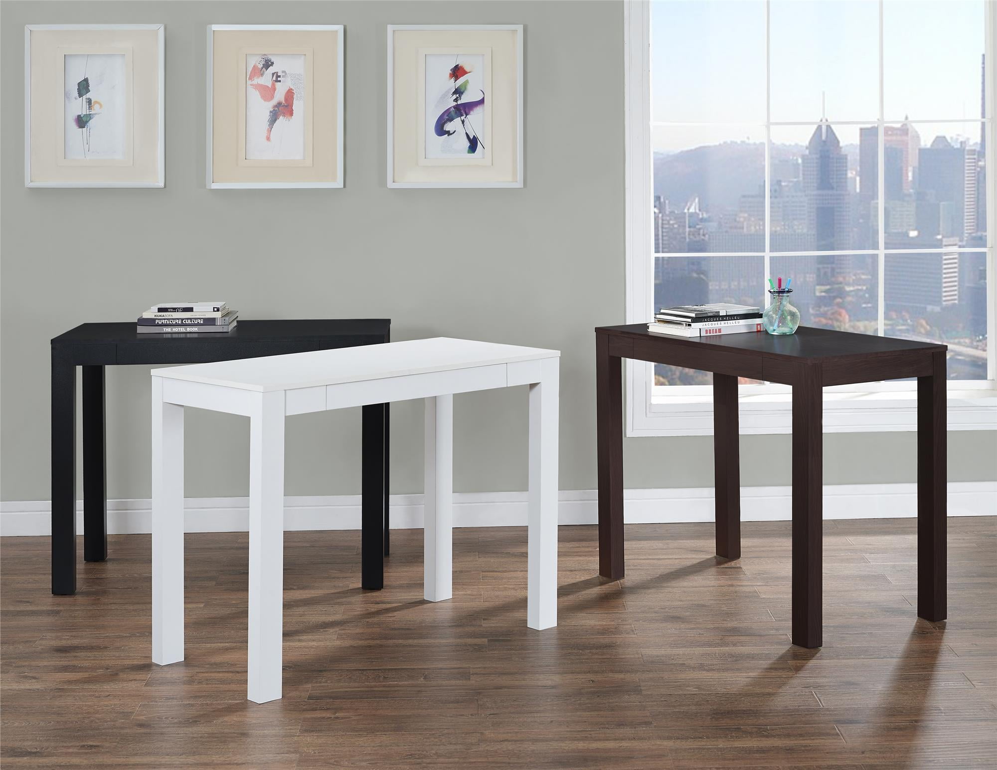 Parsons Computer Desk with Drawer, White