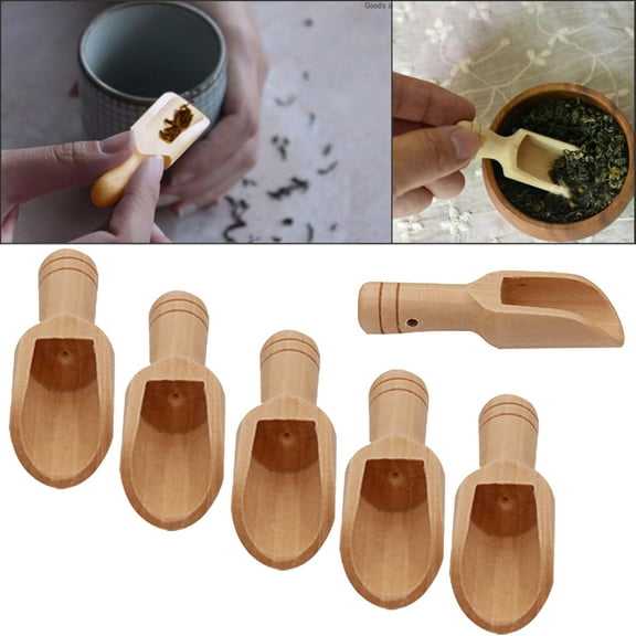 Walbest 1pc Mini Natural Wooden Spoon, Mini Bath Salt Spoon, Wooden Spice Candy Spoon, Washing Powder Spoon Baby Spoon (3 inches long)