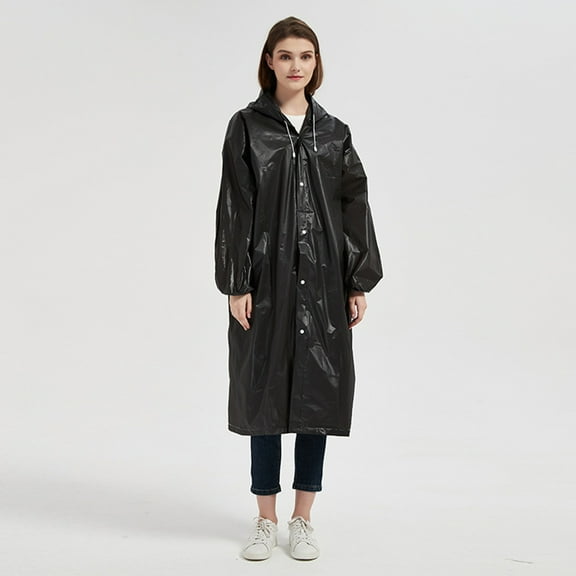Dailypoc Raincoat For Women Adult Solid Color Raincoat - Waterproof for Outdoor Hiking, Rainy Days, Travel and Drifting, Practical All-Weather Wear,Black,One Size