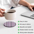 thumbnail image 4 of Purple Black Plaid Coasters Set of 2, Farmhouse Purple Black Checkered Absorbent Coasters for Drinks, Coaster for Bar Office Dining Coffee Table Accessories Decor, Non Slip Round Desk Coaster, 4 of 9