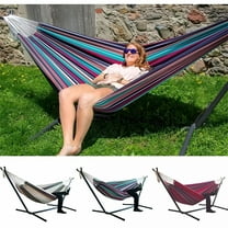 LAMIRO Thick Hammock, Comfortable and Durable Striped Hammock Without Stand, Large Hammock Bed for Outdoor and Indoor
