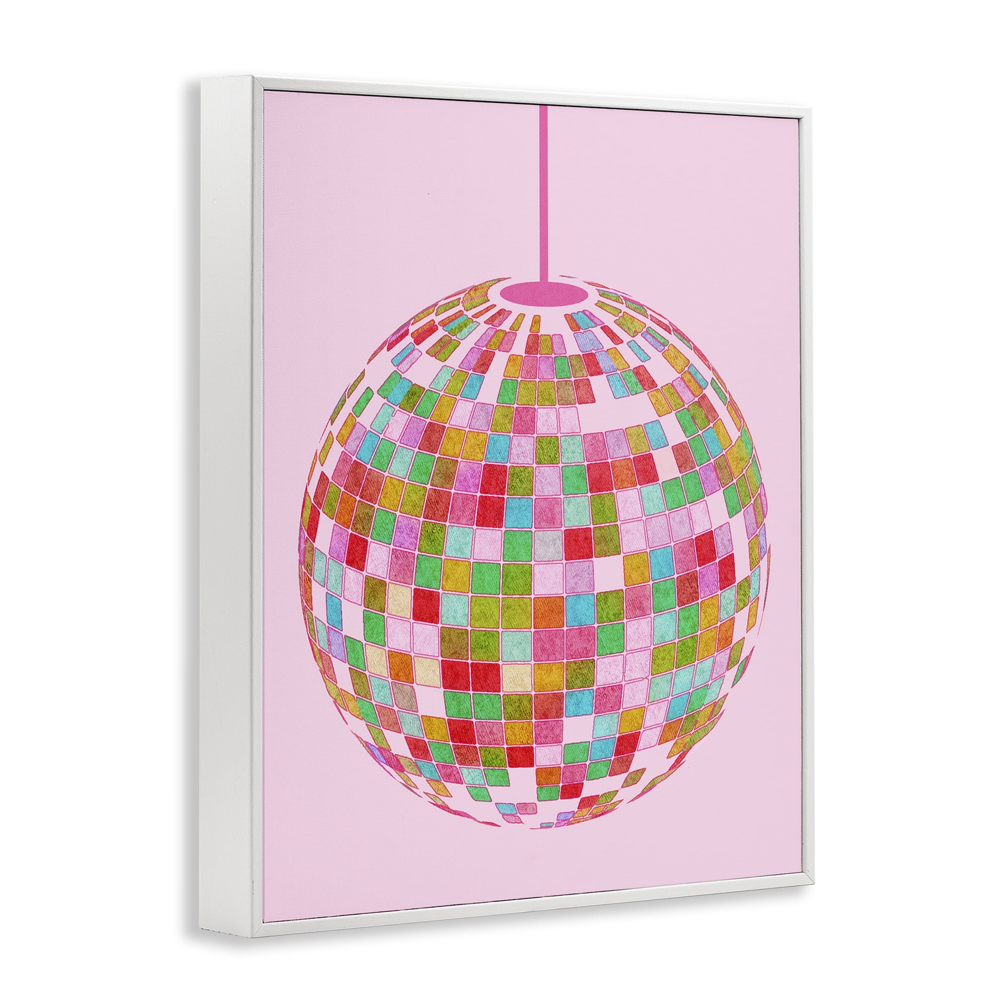 Stupell Industries Bold Patterned Disco Ball Performing Arts Painting White Framed Art Print Wall Art, 16 x 20
