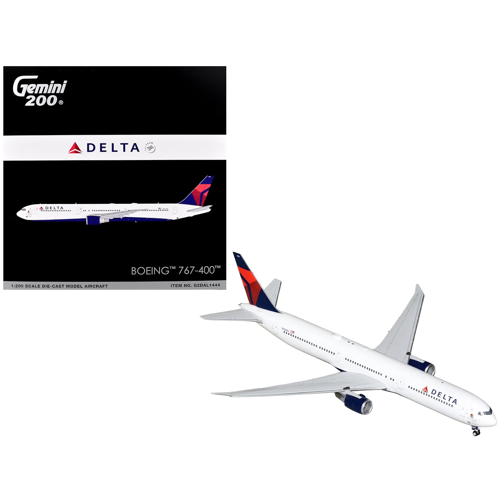 Boeing 767-400ER Commercial Aircraft "Delta Air Lines" White with Blue and Red Tail 1/200 Diecast Model Airplane by GeminiJets