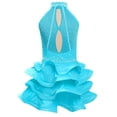 thumbnail image 3 of Yruioon Big Girls Salsa Rumba Chacha Dance Dress Rhinestones Latin Jazz Dancer Costume Backless Leotard Light Blue 8, 3 of 3