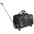 thumbnail image 3 of Dual Compartment Pet Carrie,Dog Rolling Carrier Detachable Wheels Up to 38lbs 2 Cats Traveling Hiking Camping, 3 of 8