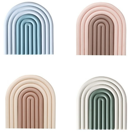 

4PCS Insulation Pad Silicone Anti-Scalding Pad Table Mat Rainbow Placemat Household Coaster Bowl and Plate Mat