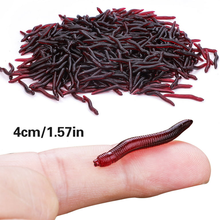 Sougayilang 100-300Pcs Soft Lures Fishing Red Worms Artificial Rubber  Earworm Fishing Bait