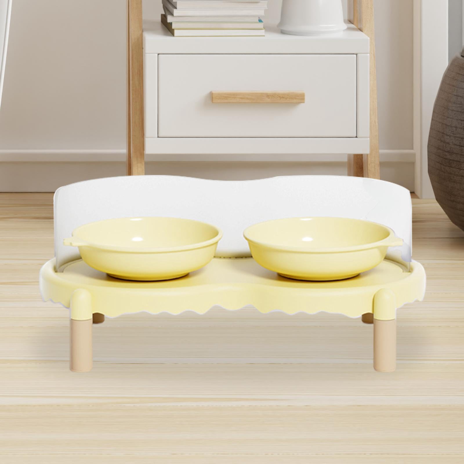 FashionCha Ceramic Elevated Cat Bowls Feeding Bowls Cat Dishes for Puppies Kittens Cats Yellow