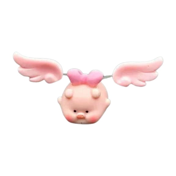 OADUKQ Car Dashboard Ornament, Resin Flying Pig with Spring-Loaded Wings, Car Interior Dashboard and Office Desk Decor, Pink