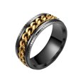 thumbnail image 2 of Trayknick Men Ring Simple High Polished Fashion Jewelry Rotating Chain Inlaid Finger Ring for Party Golden US 9, 2 of 13