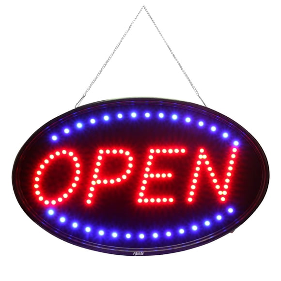 FITNATE Larger LED Open Sign, 23x14 inches Brighter Advertising Board Electric Lighted Display -UL-Flashing or Steady Mode- Lighting Up for Holiday,