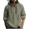 thumbnail image 2 of Mens Sweatshirt Under $10 Linen Shirts for Men Lightweight Button Up Long Sleeve Shirts with Hood Regular Fit Cotton Beach Shirt, 2 of 5