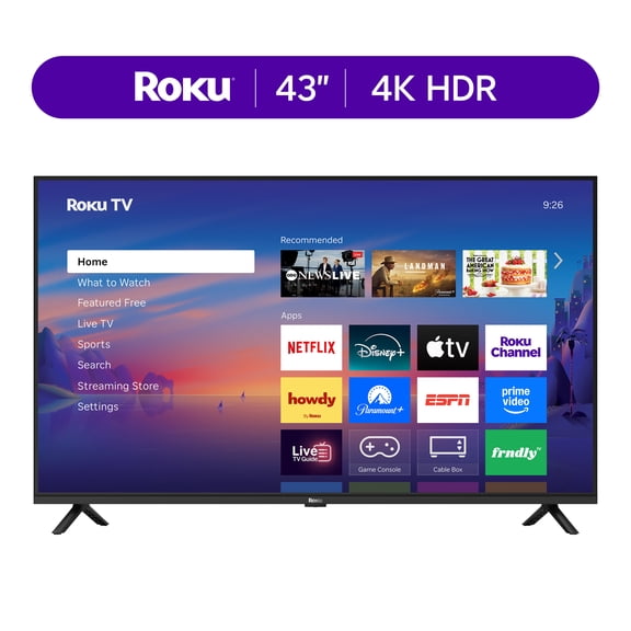 Roku Smart TV 2026 – 43-Inch Select Series, 4K HDR TV – Roku TV with Voice Remote