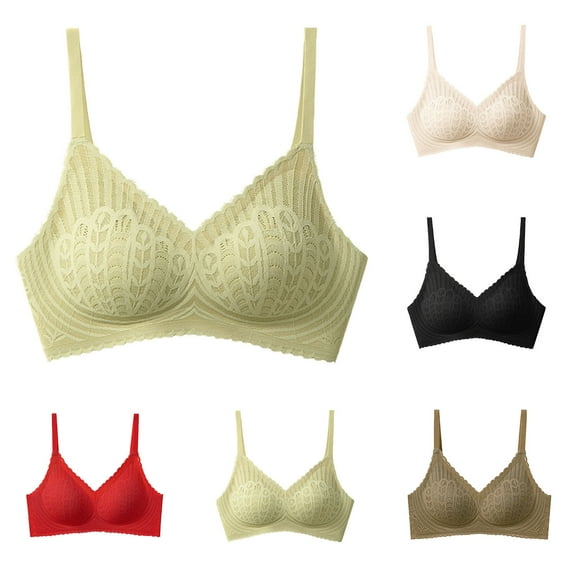 SMihono Lace Bras for Women No Underwire Full Coverage Everyday Bras Bralette for Women Padded Bra Nude Lifting Soft Support Bra for Women Everyday Bras Black M US(6)