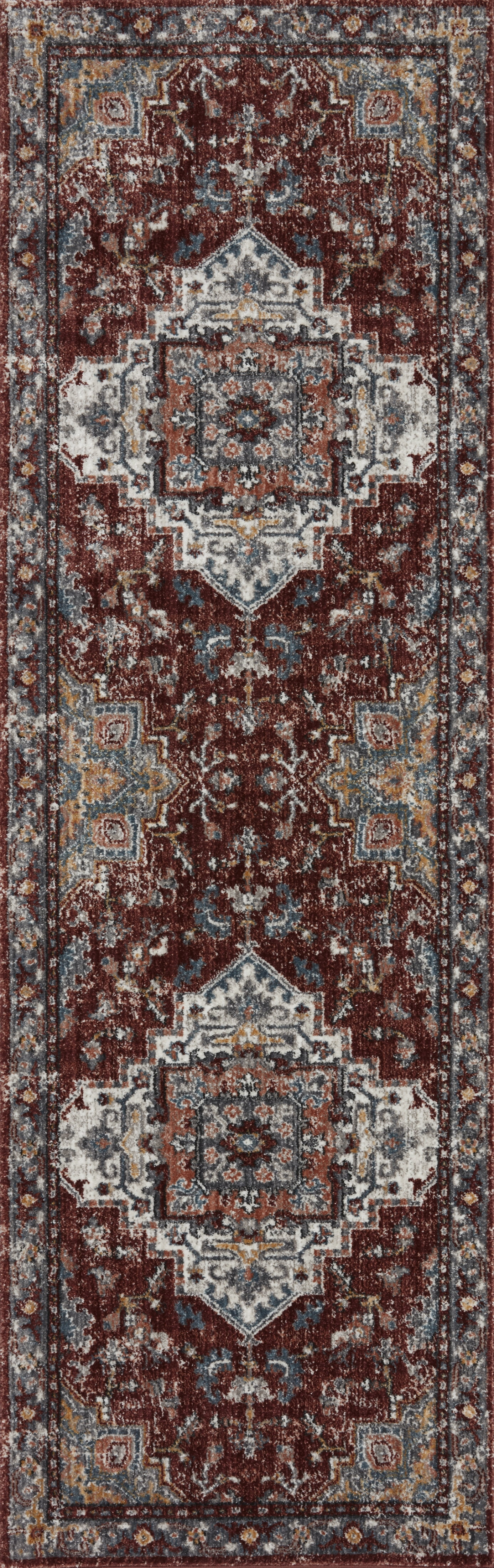 Loloi II Samra SAM-10 Brick / Grey Oriental Area Rug 5'-3" x 7'-9"