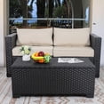 thumbnail image 3 of Patio Coffee Table with Storage Wicker Outdoor Coffee Table and All-Weather Wicker Side Table with Waterproof Cover, Black, 3 of 7