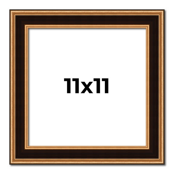 11x11 Frame Gold Brown Plein Air Vintage Solid Wood Picture Frame | 1.75 Inches Moulding Width |