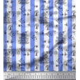 thumbnail image 1 of Soimoi Blue Modal Satin Fabric Text & Tree Stripe Print Fabric by Yard 42 Inch Wide, 1 of 3