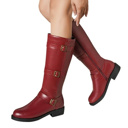 Women Shoes Fashion Knee Long Boots Thick High Heels Over Knee Pleated Suede Long Boots