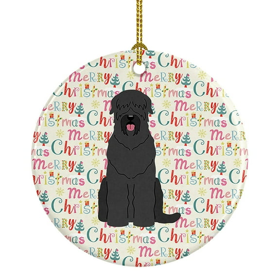Merry Christmas Black Russian Terrier Ceramic Ornament 2.8 in x 2.8 in