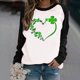 thumbnail image 2 of Moda mujer primavera Patchwork St. Patrick's Day impreso manga larga cuello redondo Casual Tee Tops Pompotops  gfhjh20060, 2 of 4