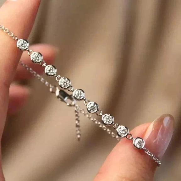 4Ct Round Cut Lab Created Diamond Women's Tennis Bracelet 14K White Gold Plated