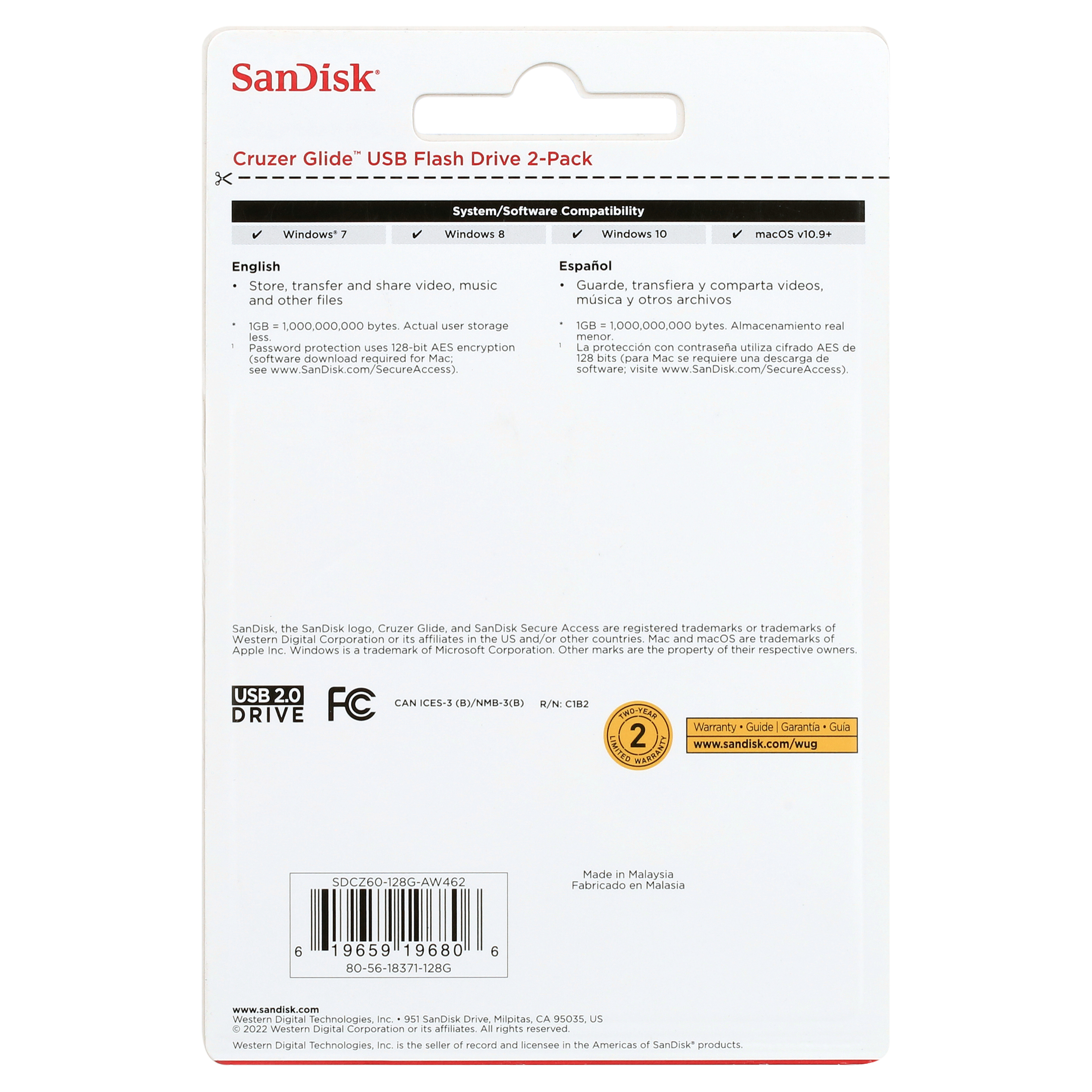 SanDisk Cruzer Glide 128GB USB 2.0 Flash Drive 2-Pack photo 5