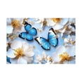 thumbnail image 5 of Mudket Framed Floral Canvas Wall Art Blue Butterfly White Magnolia Gold Dot Prints Wall Decor Modern Botanical Canvas Print Ready to Hang for Bedroom Living Room Wall Pictures - 12"L x 8"W, 5 of 10