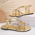 thumbnail image 4 of Xdegoge Womens Gladiator Sandals Flat Strappy Open Toe Ankle Buckle Minimalist Dressy Casual Summer Vacation Beach Everyday Comfortable Walking Shoes, 4 of 9