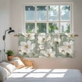 thumbnail image 4 of Sage Green Spring Floral Tier Curtains, Summer Botanical Flower Light Filtering Kitchen Curtains, 2Pcs Rod Pocket Half Window Treatments Panels for Sink Cafe Cabinet Camper 27.5x24 Inches, 4 of 9