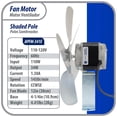 thumbnail image 2 of Appli Parts APFM-341E 34W refrigeration condenser and evaporator motor 115V 60Hz 1.5A 1450rpm includes base and 12in aluminum Fan Blade CCW shaft end Universal fit, 2 of 9