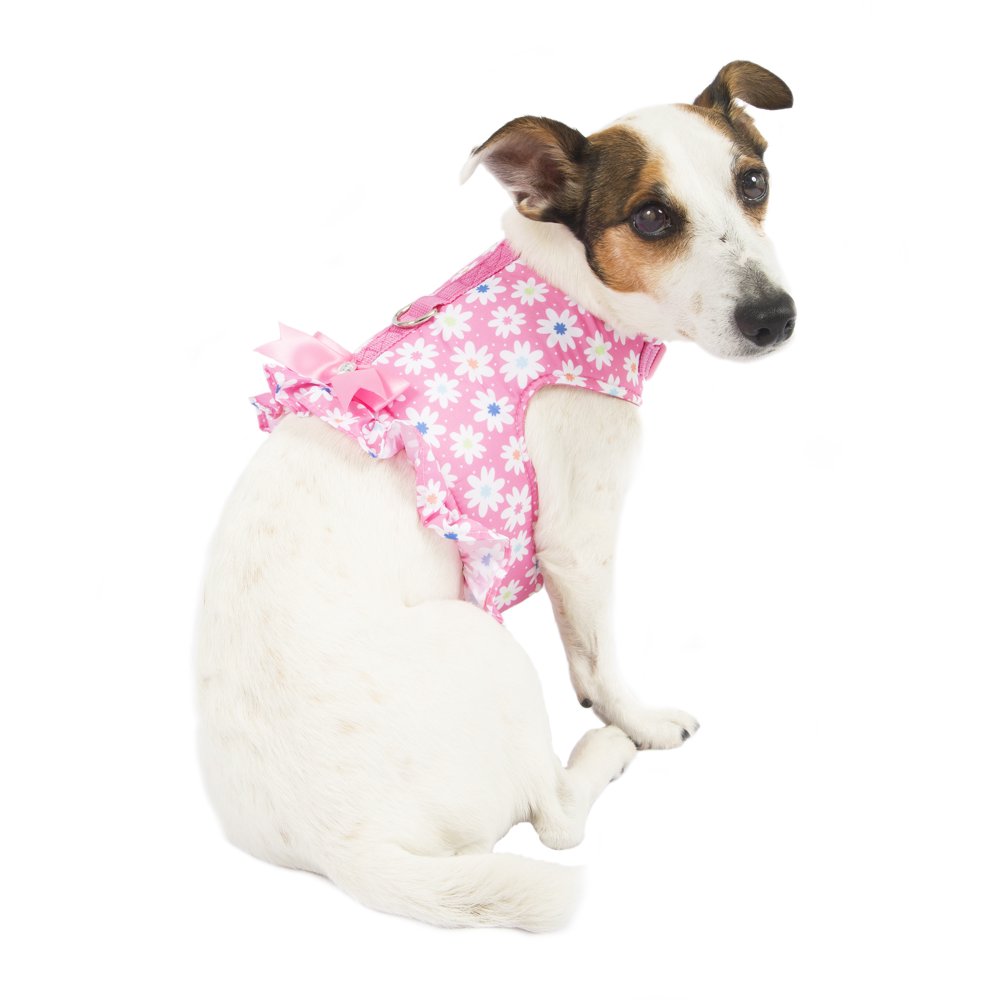 SimplyDog Dog Wrap Harness Dress, Pink MultiFloral, (XS)