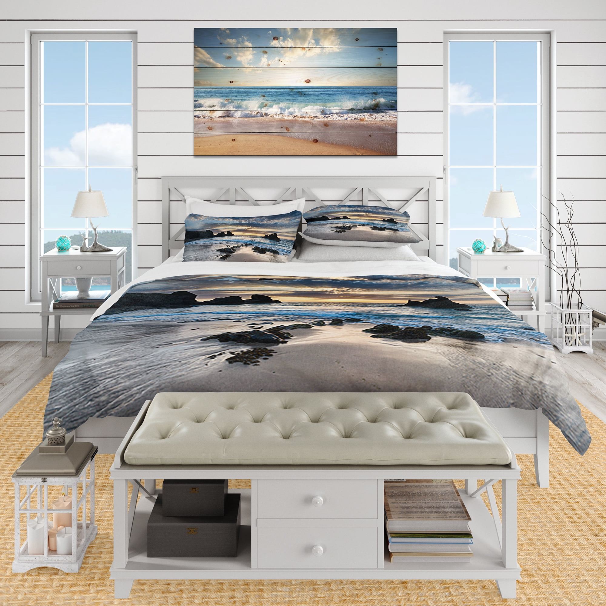 Designart 'Beautiful Porthcothan Bay' Coastal Duvet Cover Set