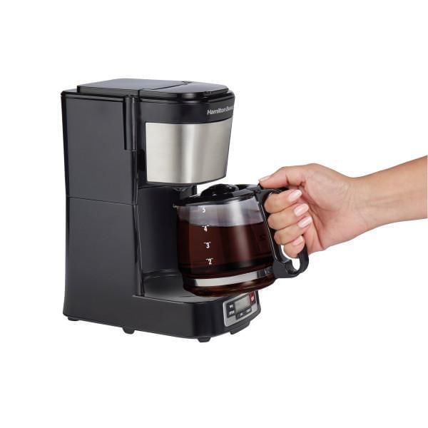 Hamilton Beach 5 Cup Compact Coffee Maker with Programmable Clock & Glass Carafe