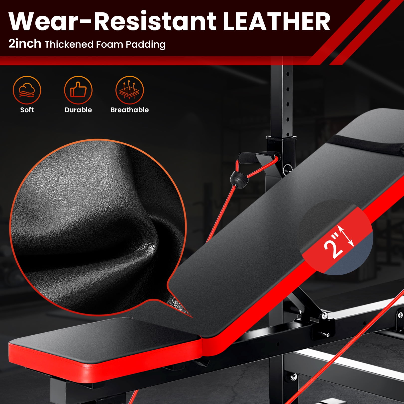 VIBESPARK Adjustable Weight Bench 600lbs 4-in-1 Foldable Workout Bench Set with Barbell Rack & Pull Rope, Multi-Function Strength Training Bench Press Exercise Equipment for Home Gym
