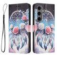 thumbnail image 2 of Leather For Samsung Galaxy S25 FE 5G 6.7-inch Wallet Case Embossed Painted Butterflys&Flowers Pattern, With Card Holder,Wristband,Magnetic Clasp Kickstand Folio Cover,Color-8,For Galaxy S25 FE 5G, 2 of 7