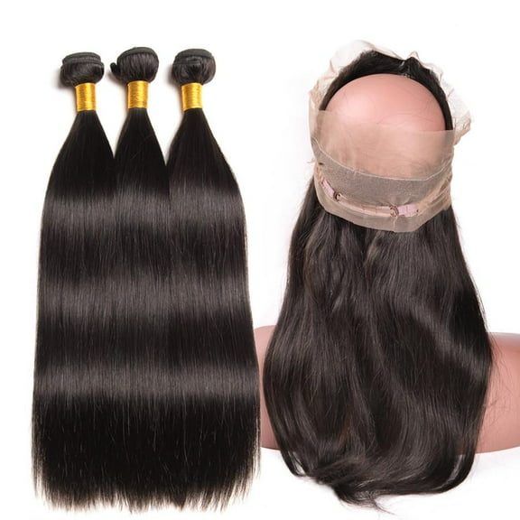 Ustar Straight Virgin Hair 3 Bundles with 360