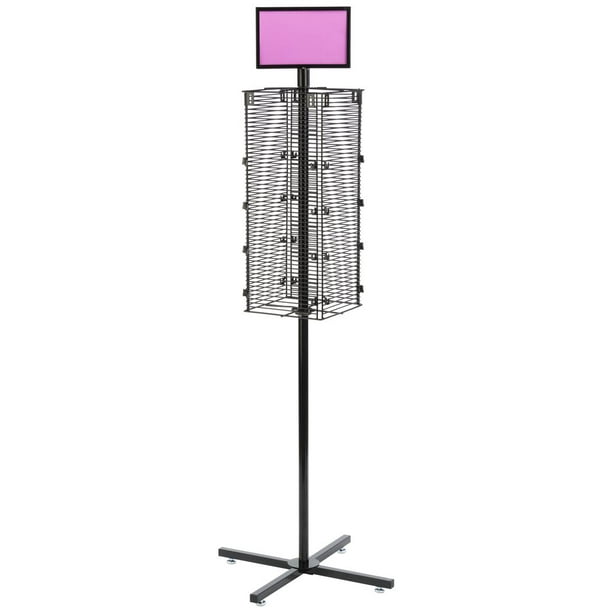 Rotating Grid Rack, 72"H Gridwall Store Fixture, With Sign Holder