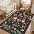 thumbnail image 4 of Garvee 5'x7' Modern Retro Floral Area Rug Washable Printed Carpet, Non Slip Low Pile Indoor Rug for Living Room Bedroom Dining Room, Purple Black, 4 of 10