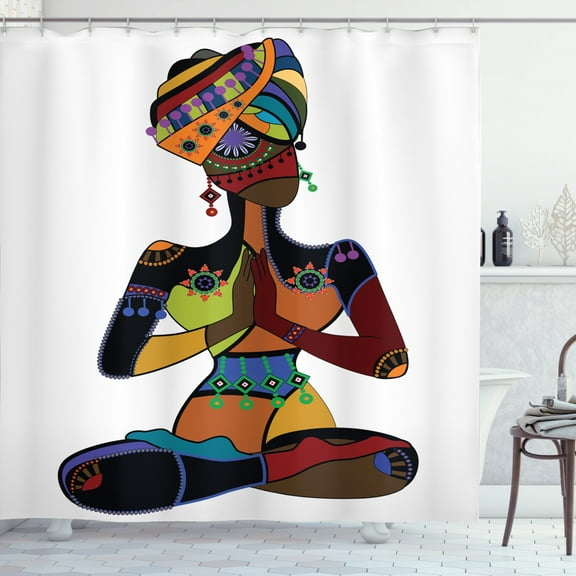 Ambesonne Yoga Shower Curtain, Style Woman, 69"Wx70"L, Multicolor