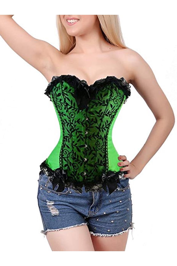 Womens Gothic Waist Cincher Corset Bustier Body Shaper Floral Corset Vintage Pattern Knitting Shapewear Plus Size