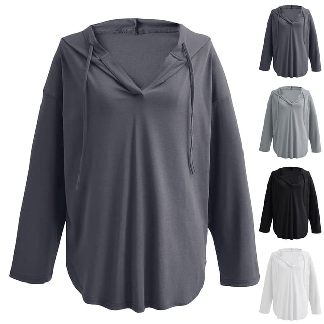 Tranfacy Chandails à Capuchon pour Femmes, Chandails à Capuchon Oversize pour Femmes, Blouse Décontractée Mode pour Dames à Manches Longues Unies Chandail Chandails en Molleton