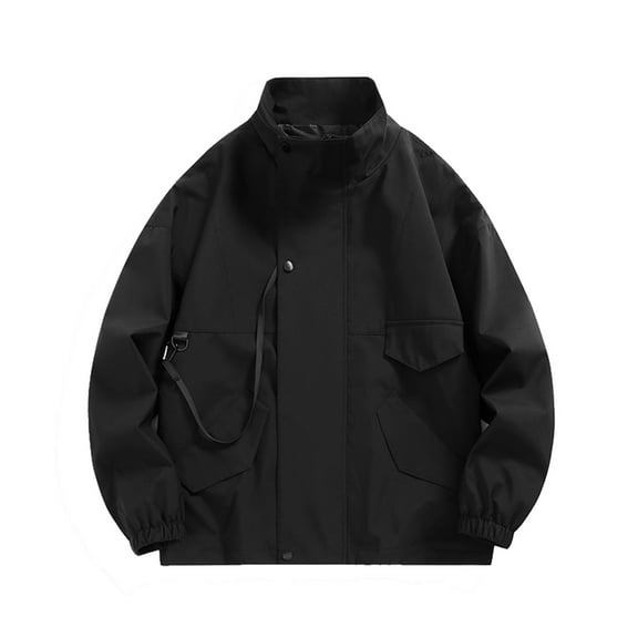 2024 Retro Workwear Jacket for Men Loose Fit Stand Collar Casual Outerwear Lightweight Spring Autumn Coat