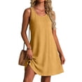 thumbnail image 3 of Cotton Linen Summer Dress, Audhol Women's Summer Loose Cotton Linen Dress Gold Loose Fit Casual Dress M, 3 of 3
