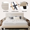 thumbnail image 6 of Einfach Full Bed Frame, Platform Bed Frame with Panel Upholstered Velvet Headboard, Cream, 6 of 7