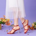 thumbnail image 2 of Slingback Heel Chunky Clear Heels Sandalias para Mujer Rojo US 7, 2 of 6